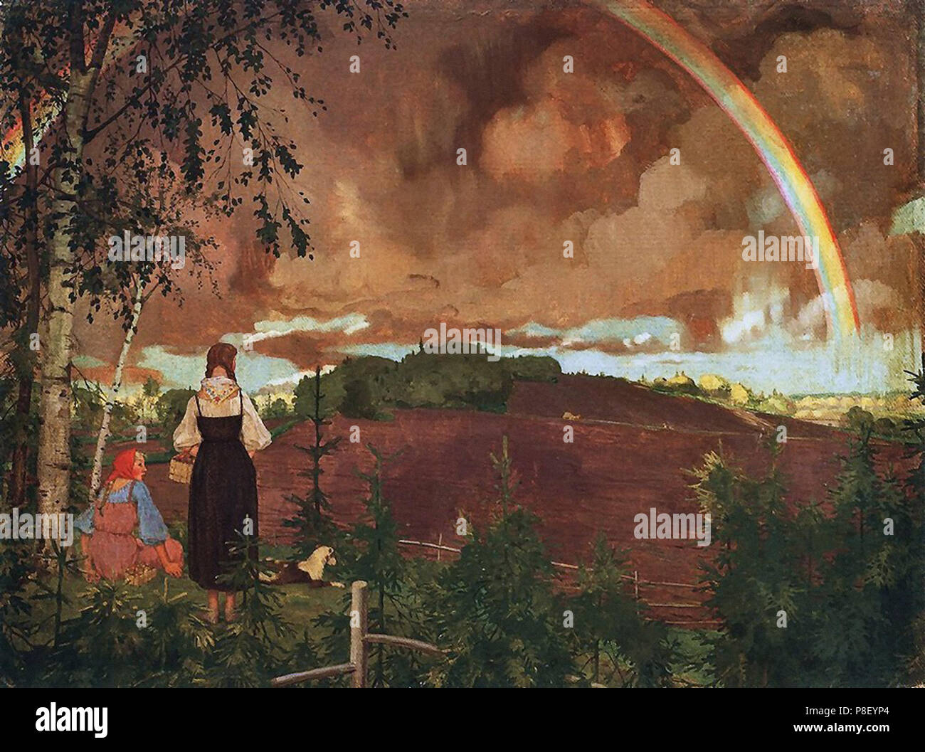 ピサロ、Two Peasant Women by Stream Camille Pissarro - Two Young Peasant Women - The