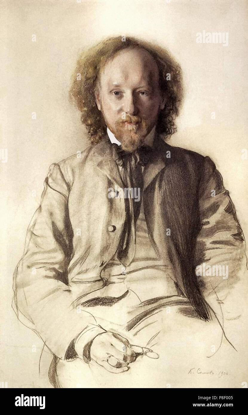 Somov  Constantin - Portrait of Vyacheslav Ivanov Stock Photo