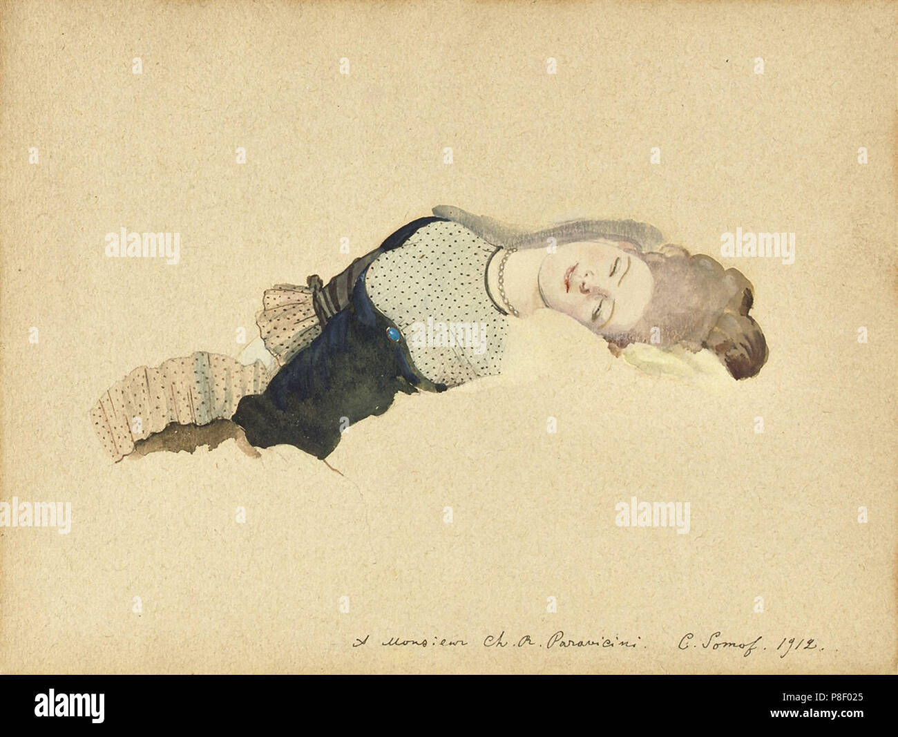 Somov  Constantin - Study of a Sleeping Lady Stock Photo