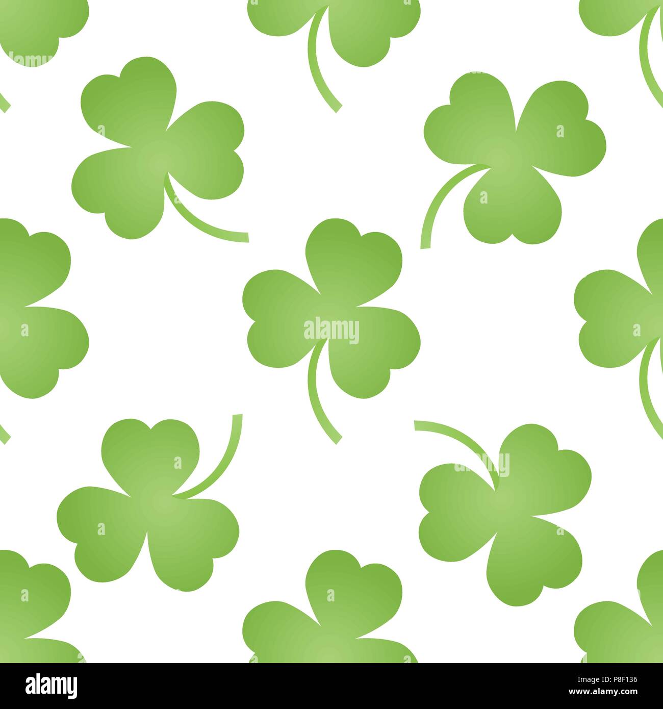 Pattern with green clovers, isolated vector texture Stock Vector