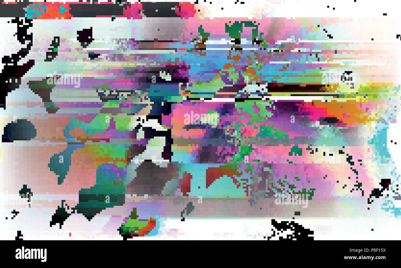 Stock vector illustration. Glitch style computer screen error templates ...