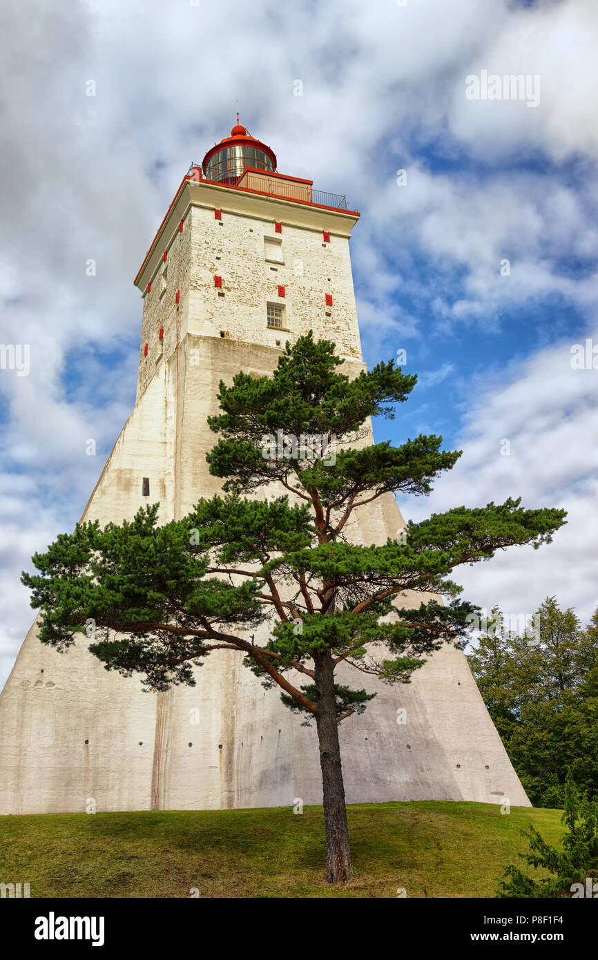 Large ancient lighthouse in Kopu, Hiiumaa island, Estonia. It is one of the oldest lighthouses in the world, having been in continuous use since its c Stock Photo