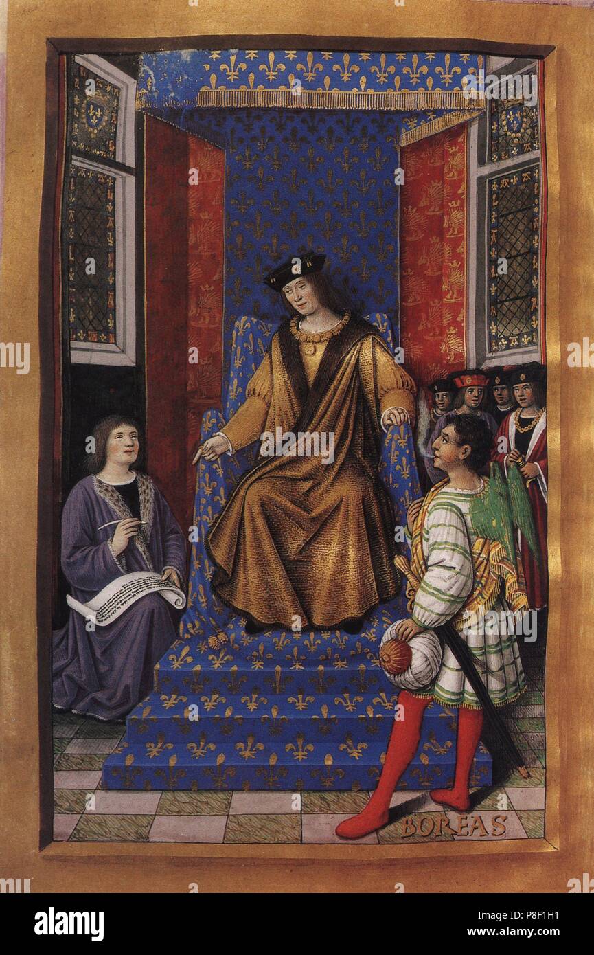 Louis XII of France (from the Poetic Epistles of Anne of Brittany and Louis XII). Museum: BIBLIOTHEQUE NATIONALE DE FRANCE. Stock Photo
