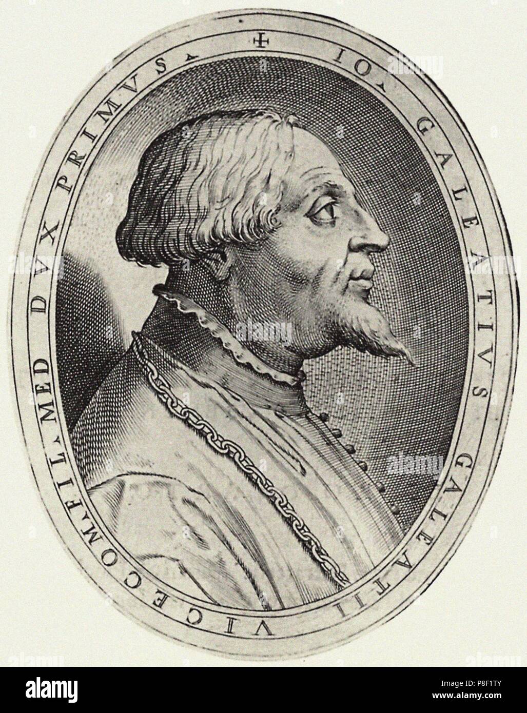 Portrait of Gian Galeazzo Visconti, the first Duke of Milan. Illustration for 'Cremona fedelissima'. Museum: PRIVATE COLLECTION. Stock Photo