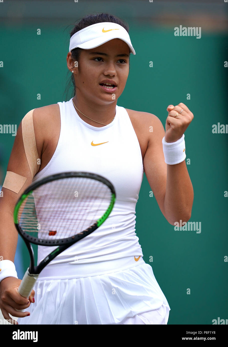 wallpapers Raducanu Tennis Player https www alamy com emma raducanu celebrates on day nine of the wimbledon championships at the all england lawn tennis and croquet club wimbledon press association photo picture date wednesday july 11 2018 see pa story tennis wimbledon photo credit should read john waltonpa wire restrictions editorial use only no commercial use without prior written consent of the aeltc still image use only no moving images to emulate broadcast no superimposing or removal of sponsorad logos call 44 01158 447447 for further information image211772492 html