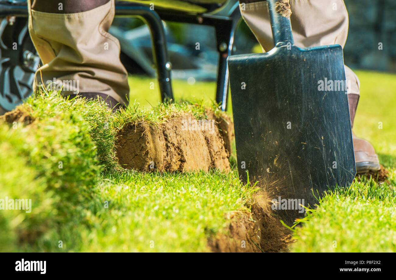 Digging Ditch For the Garden Water Supply. Irrigation System Building