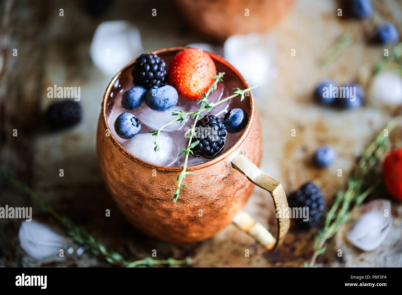 Summer berries moscow mule Stock Photo
