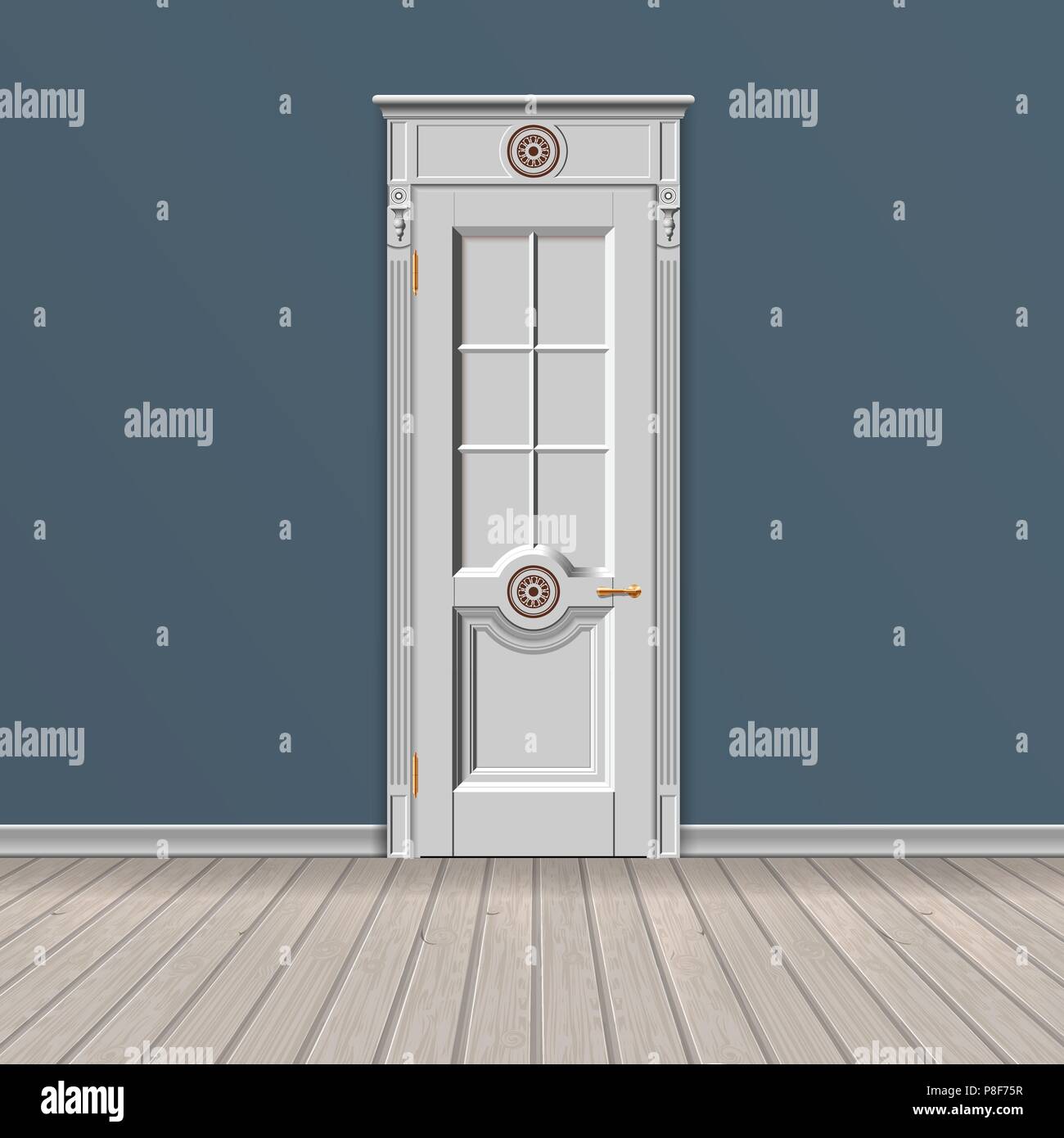 White door isolated classic handle Stock Vector Images - Alamy