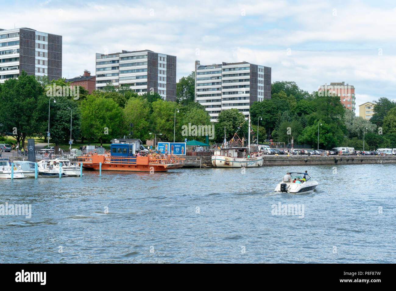 TURKU, FINLAND - 8/7/2018: Popular Fori ferry in Aura river. Stock Photo