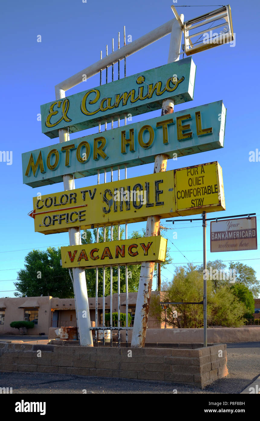 El Camino Motor Hotel Sign Albuquerque New Mexico Stock Photo