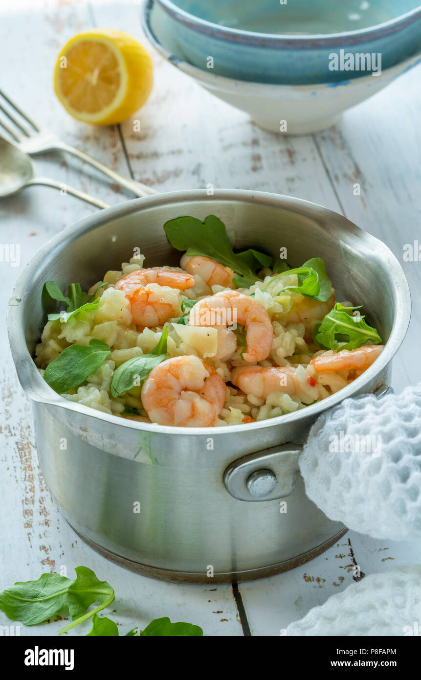 Prawn, fennel and rocket risotto Stock Photo Alamy