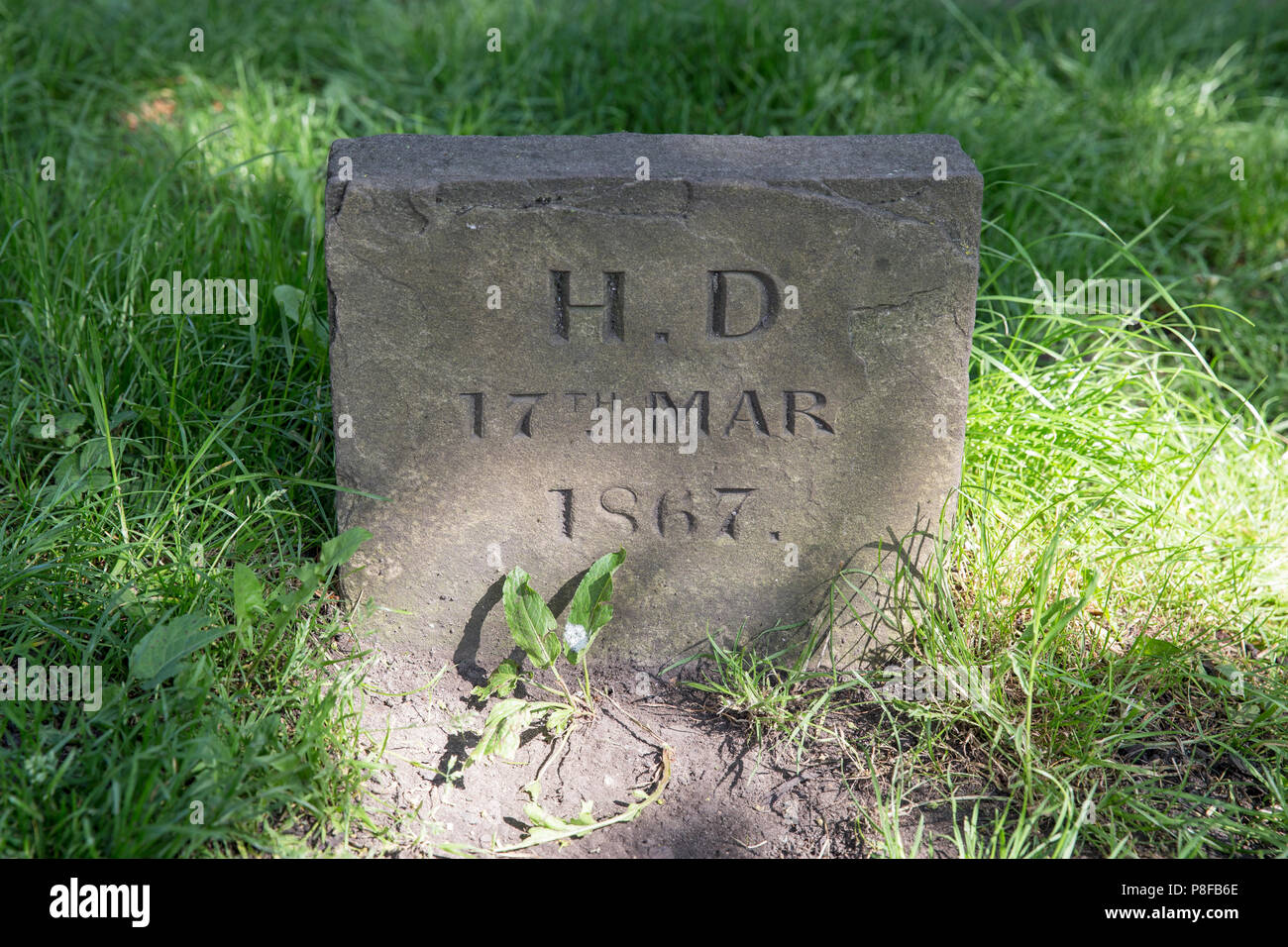 Grave headstone of hanged prisioner at Lincoln Castle victorian prision Stock Photo