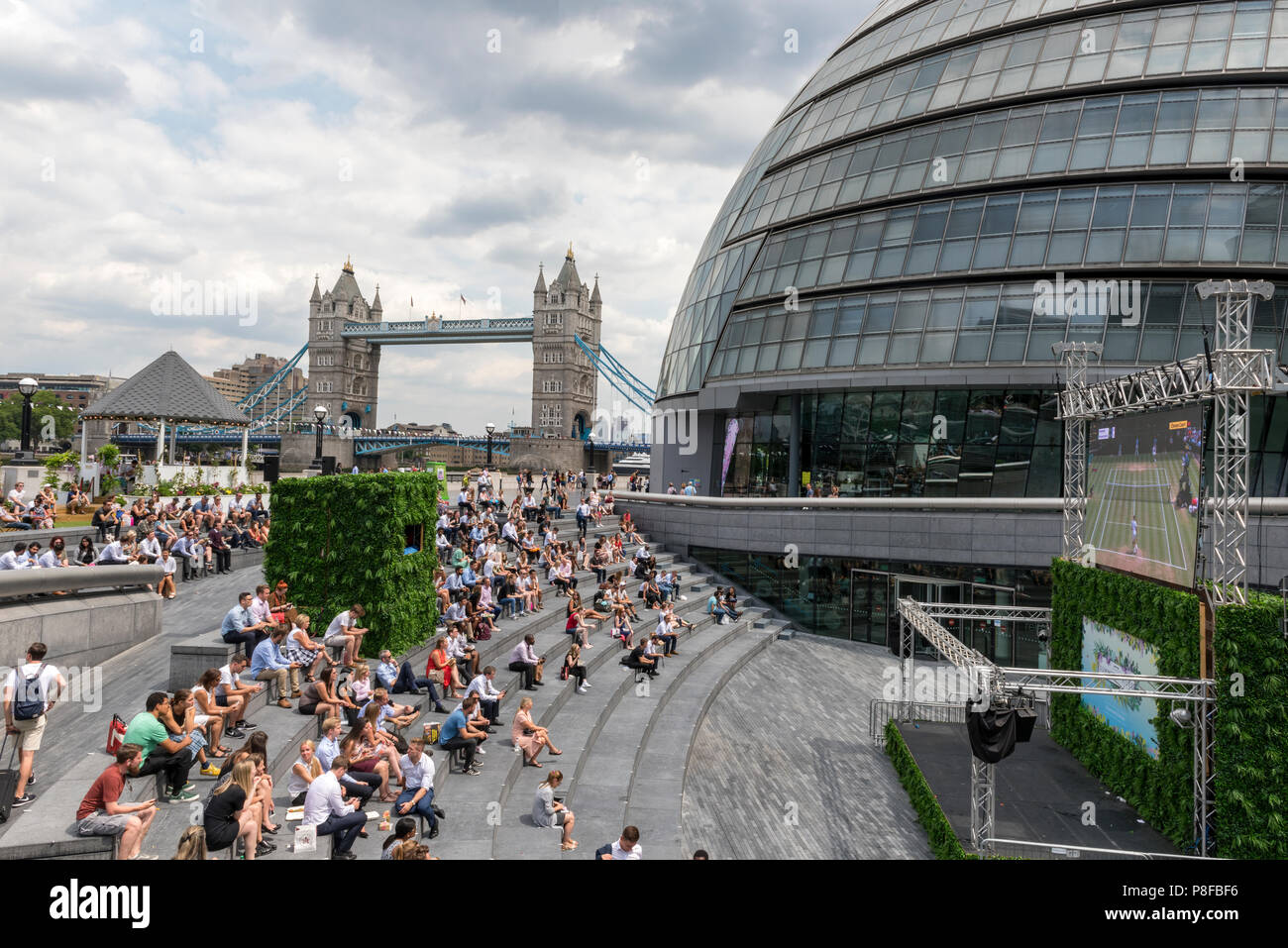watching the wimbledon championships on a large screen tv at more