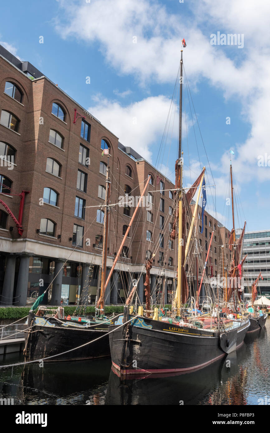 traditional thames sailing barges at st katherine docks, london, england, uk Stock Photo Alamy