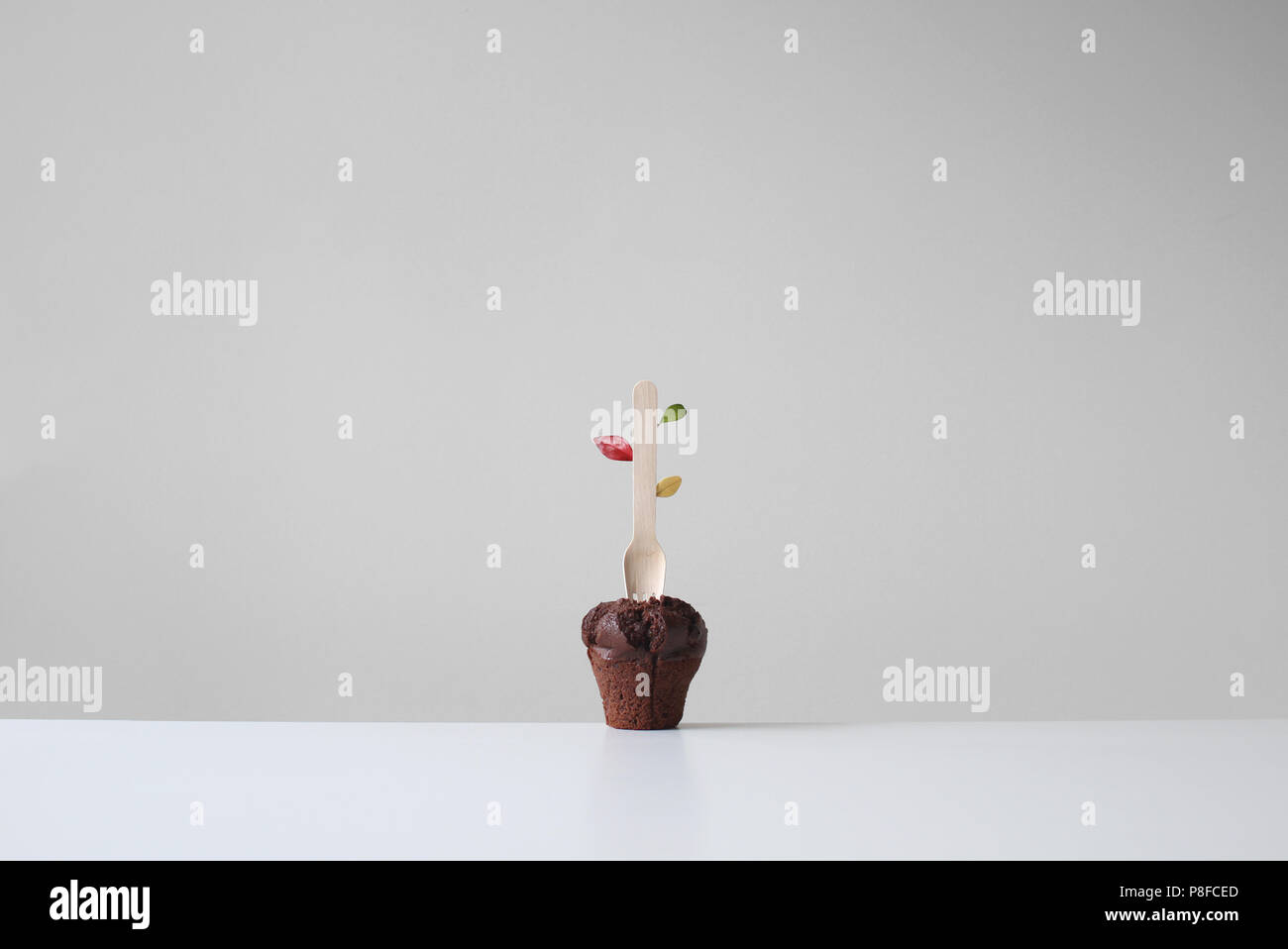 Conceptual tree growing in soil Stock Photo