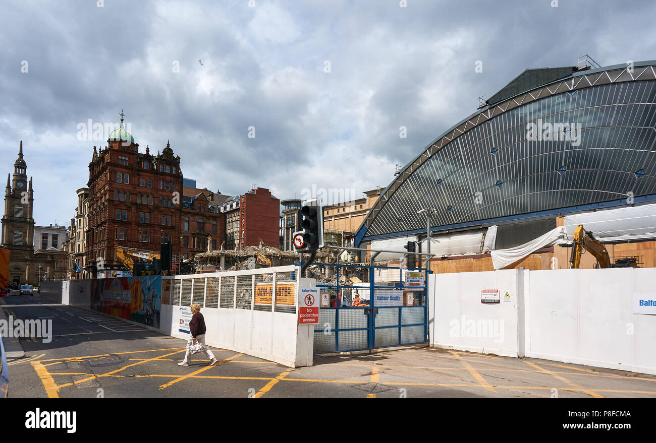 Queen Street station demolition and refurbishment works in progress, Glasgow, Scotland. Stock Photo