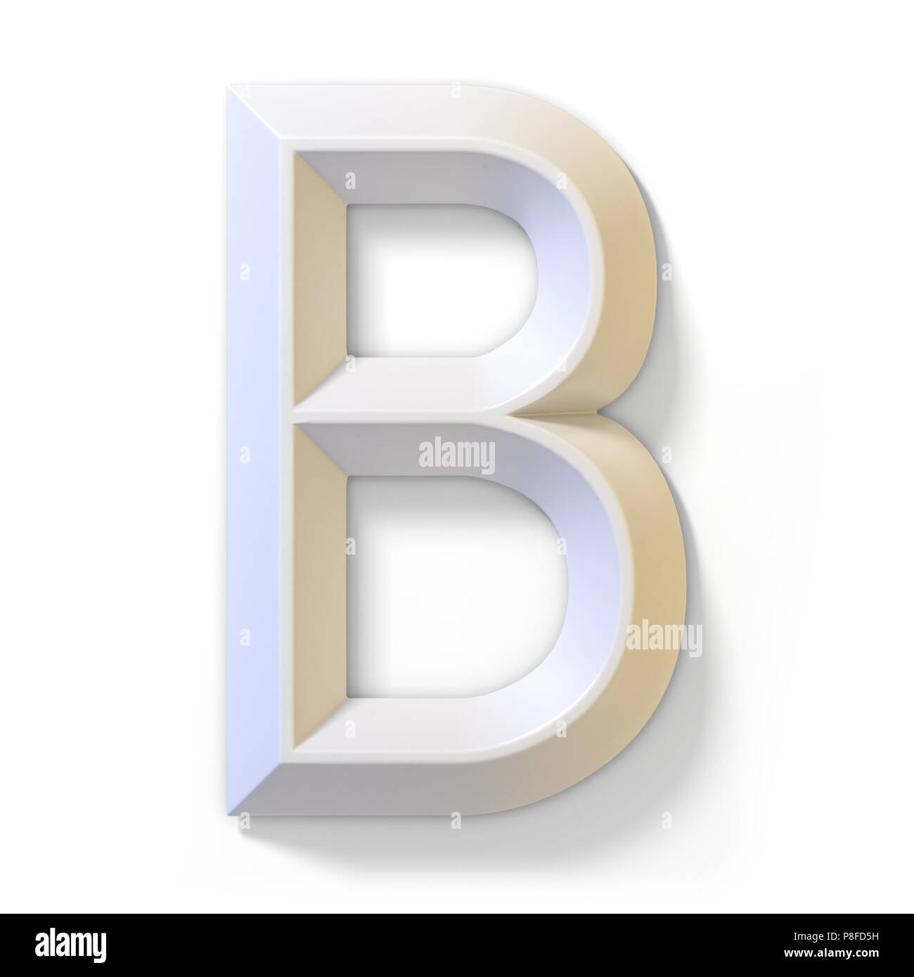White dimensional font LETTER B 3D render illustration isolated on white background Stock Photo