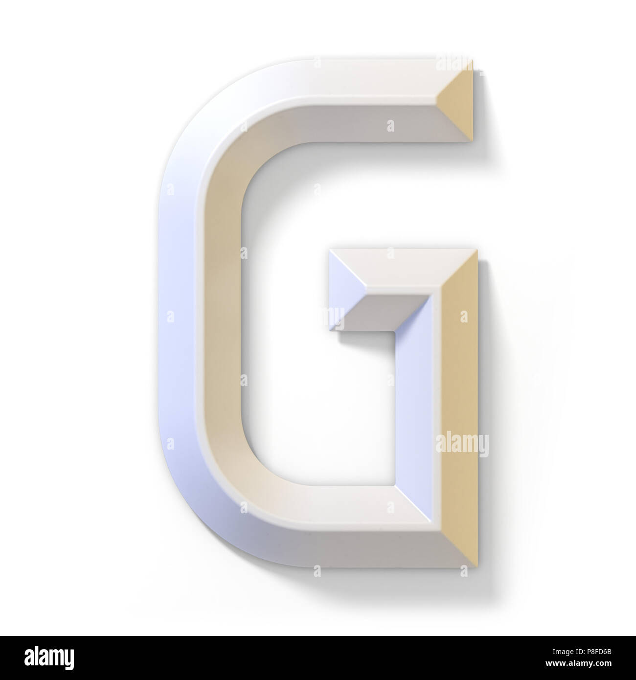 White dimensional font LETTER G 3D render illustration isolated on ...