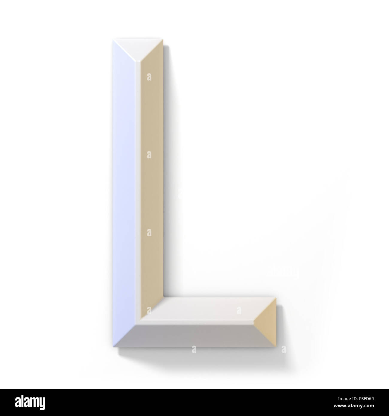 White dimensional font LETTER L 3D render illustration isolated on ...