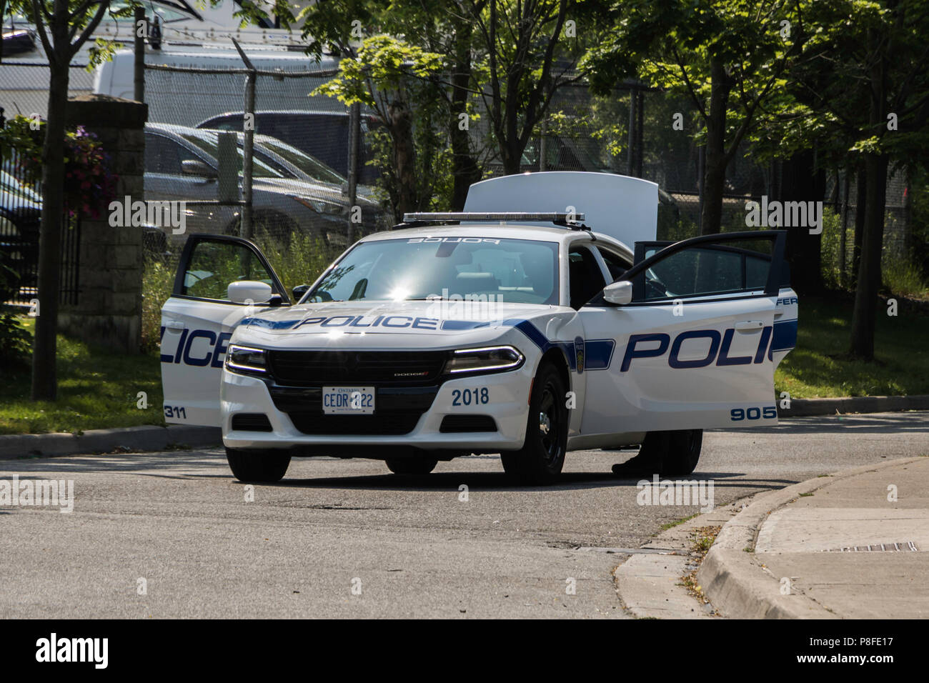 Police Car at the Canada Day parade in Port Credit, Mississauga, Ontario, Canada Stock Photo