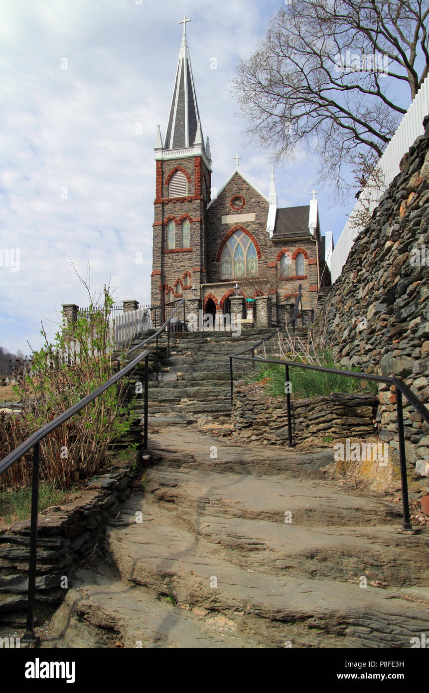 The steeple of St Peters Roman Catholic Church rises high above the ...