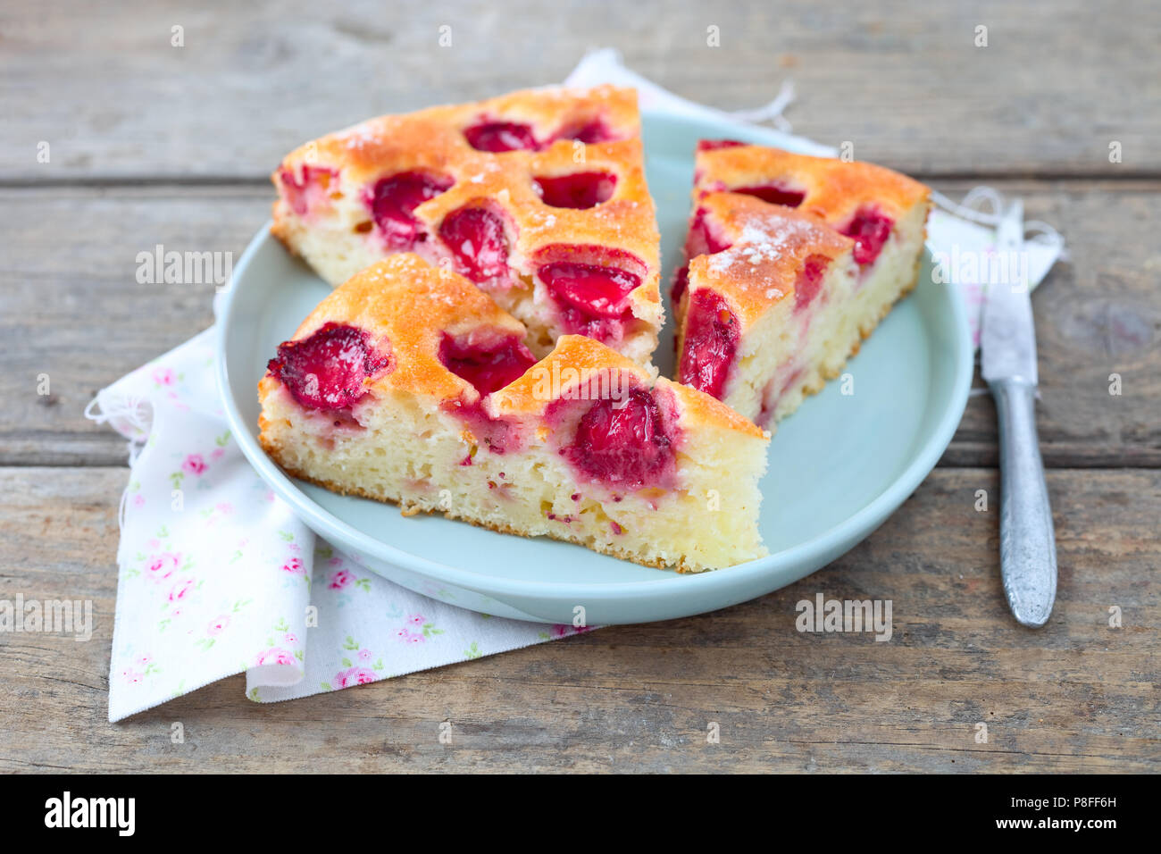 Strawberries and Cream Yogurt Cake Stock Photo Alamy