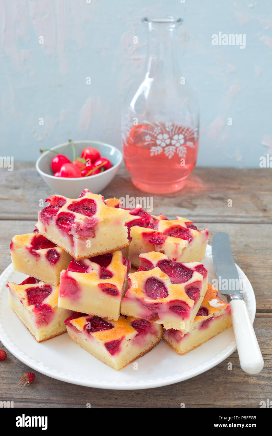 Strawberries and Cream Yogurt Cake Stock Photo Alamy