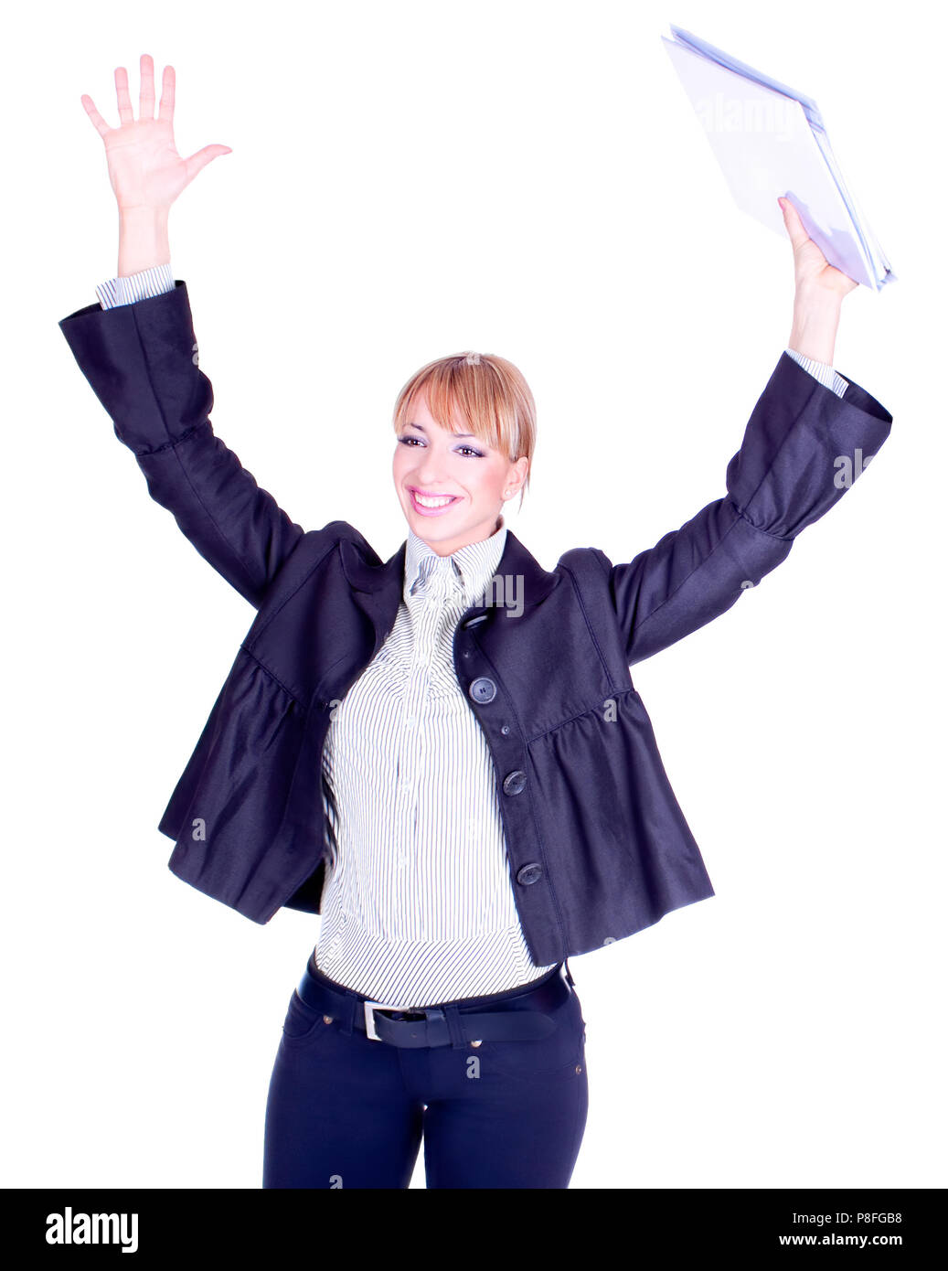 One woman arm up career success hi-res stock photography and images - Alamy