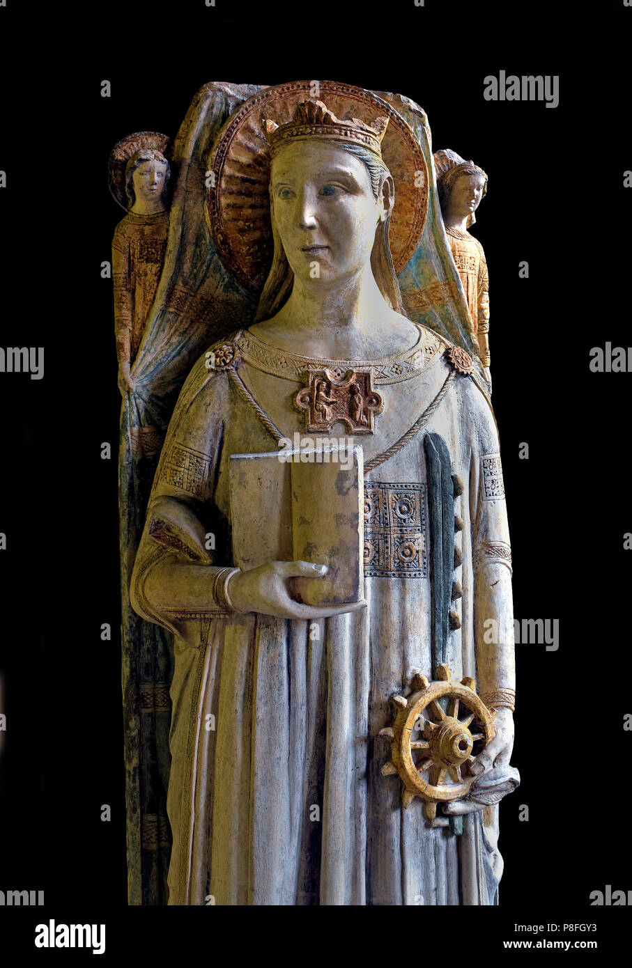 Master of Saint Anastasia, Saint Catherine of Alexandria, first half of the fourteenth century, stone hen  Statue of Saint Catherine of Alexandria XIV 14th Century in Castelvecchio Museum. Verona Italy Italian Stock Photo