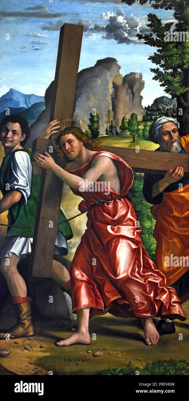 Polittico della Passione - Altarpiece of the Passion by Paolo Morando Cavazzola (1486–1522) Italy, Italian. Stock Photo