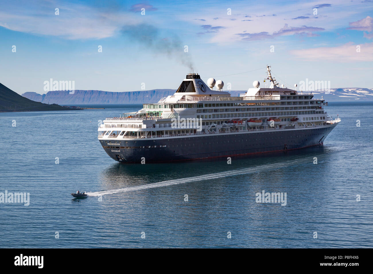 Ms Prinsendam Is A Cruise Ship For Holland America Line Leaving Isafjordur Is A Town In The Westfjords Region Of Northwest Iceland Stock Photo Alamy