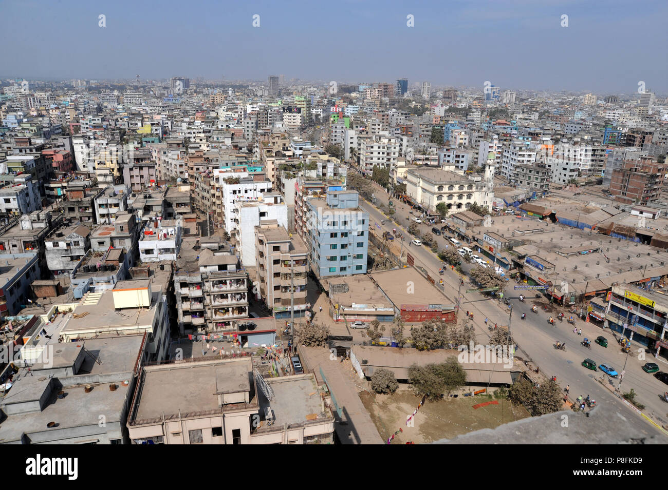 Dhaka, Bangladesh - January 13, 2010: A view of the Dhaka Metropolitan city Mohammadpur area. Dhaka, a city of over 15 million people, appears to be b Stock Photo