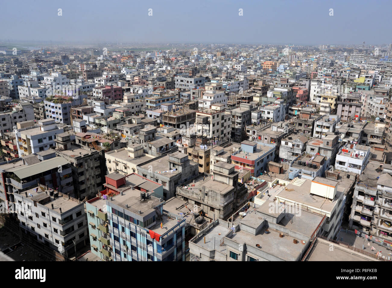 Dhaka, Bangladesh - January 13, 2010: A view of the Dhaka Metropolitan city Mohammadpur area. Dhaka, a city of over 15 million people, appears to be b Stock Photo