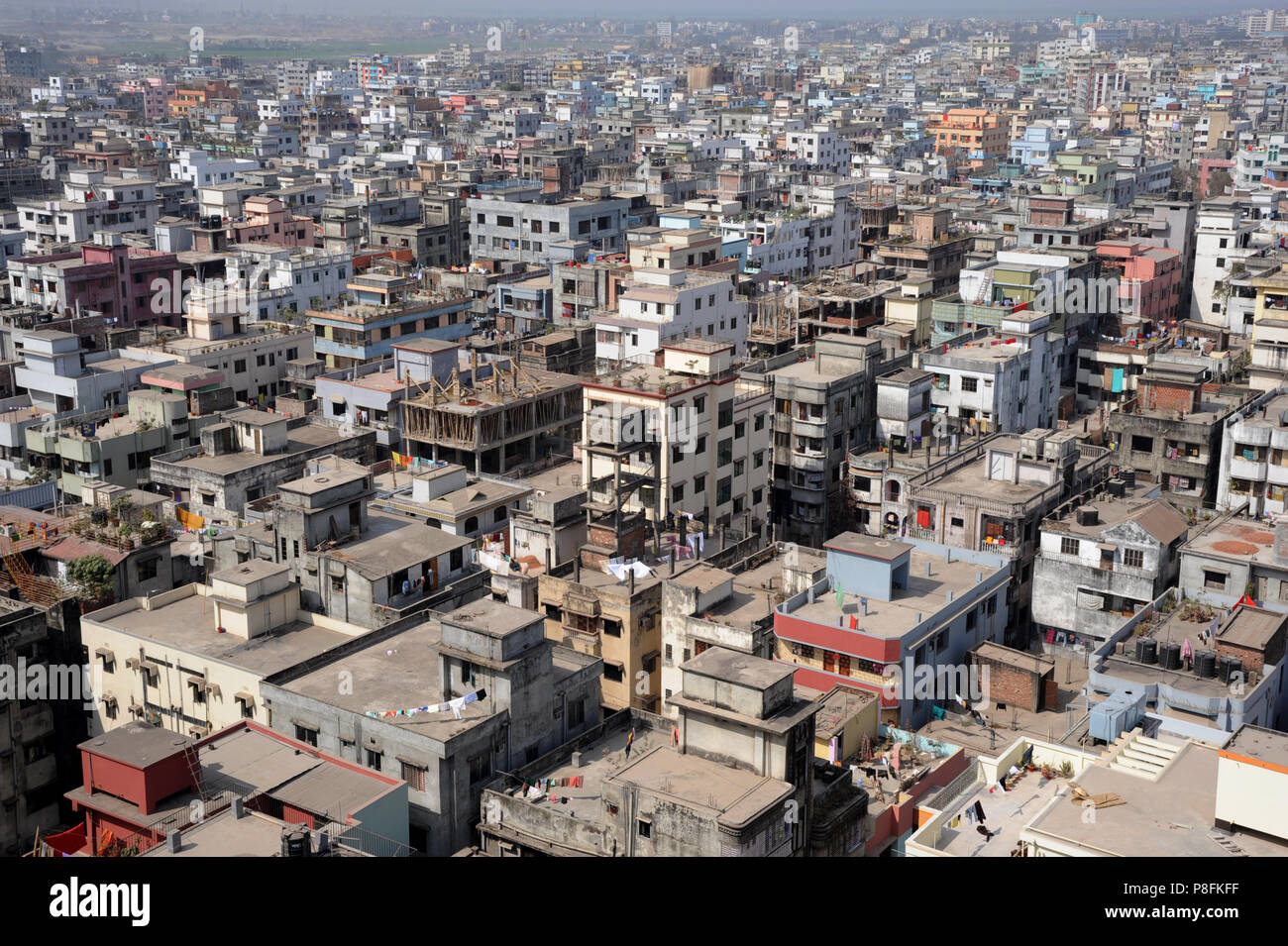 Dhaka, Bangladesh - January 13, 2010: A view of the Dhaka Metropolitan city Mohammadpur area. Dhaka, a city of over 15 million people, appears to be b Stock Photo