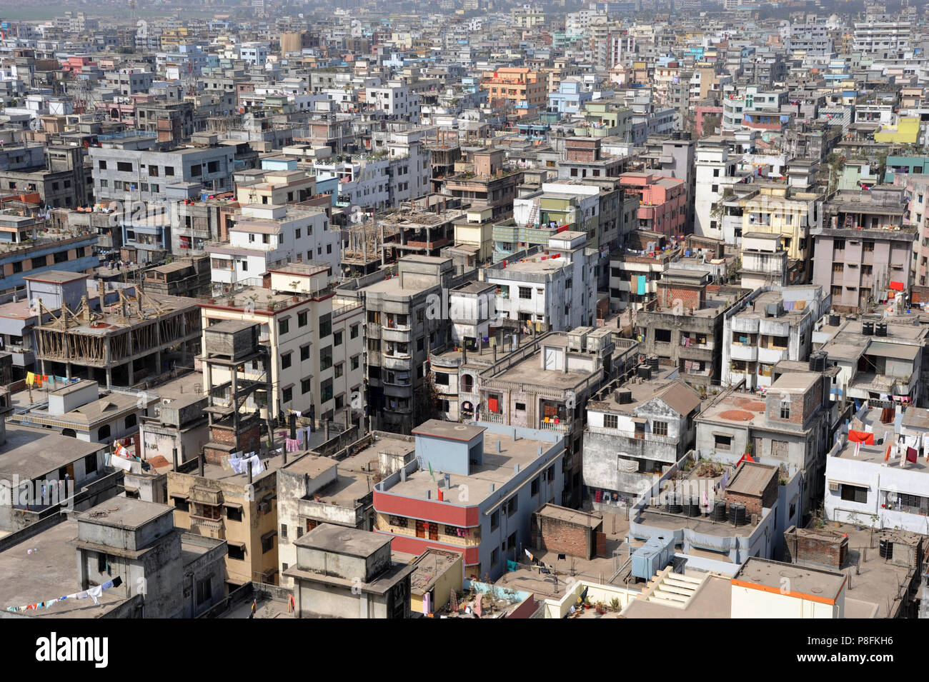 Dhaka, Bangladesh - January 13, 2010: A view of the Dhaka Metropolitan city Mohammadpur area. Dhaka, a city of over 15 million people, appears to be b Stock Photo