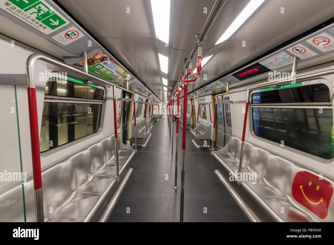 Long Metro cars from Hong Kong with nobody Stock Photo