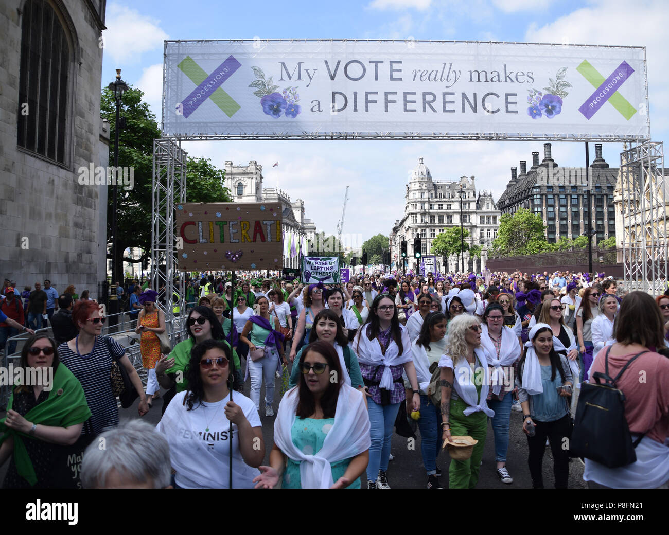 Women march across UK to celebrate 100 years of female suffrage, London ...