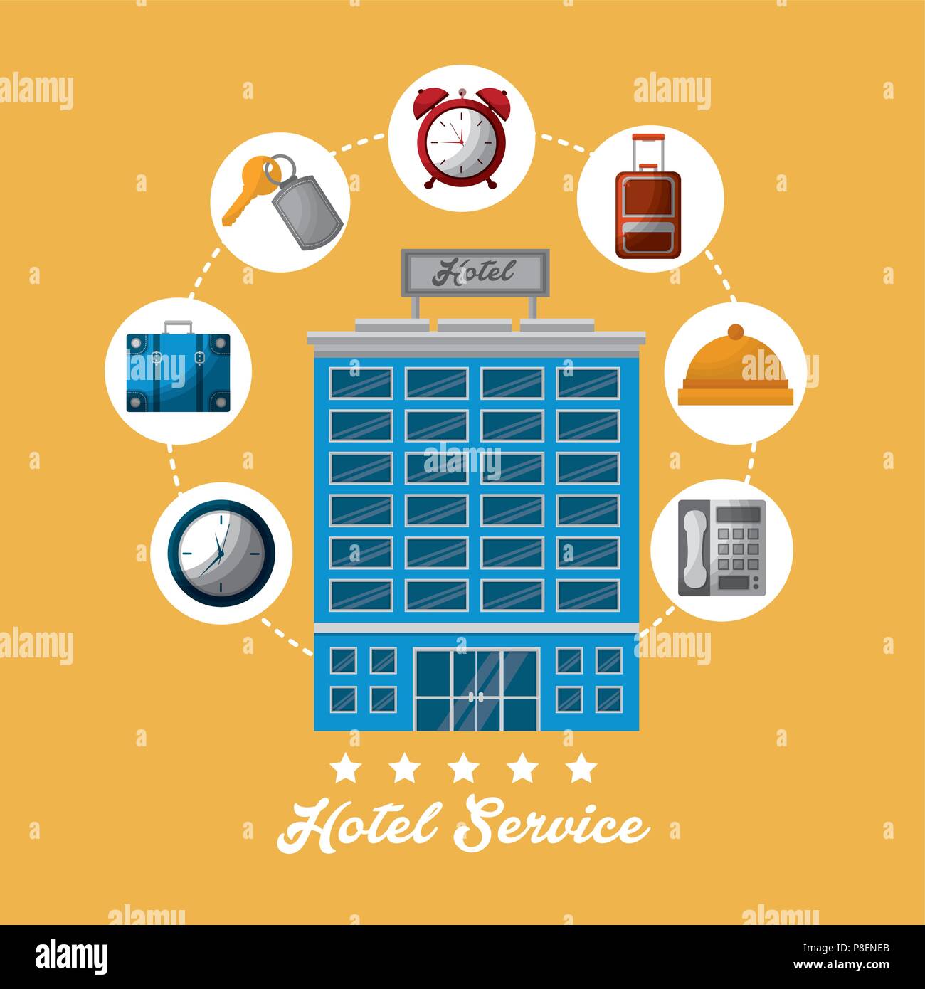 hotel building stickers connection ring call telephone clocks key suit