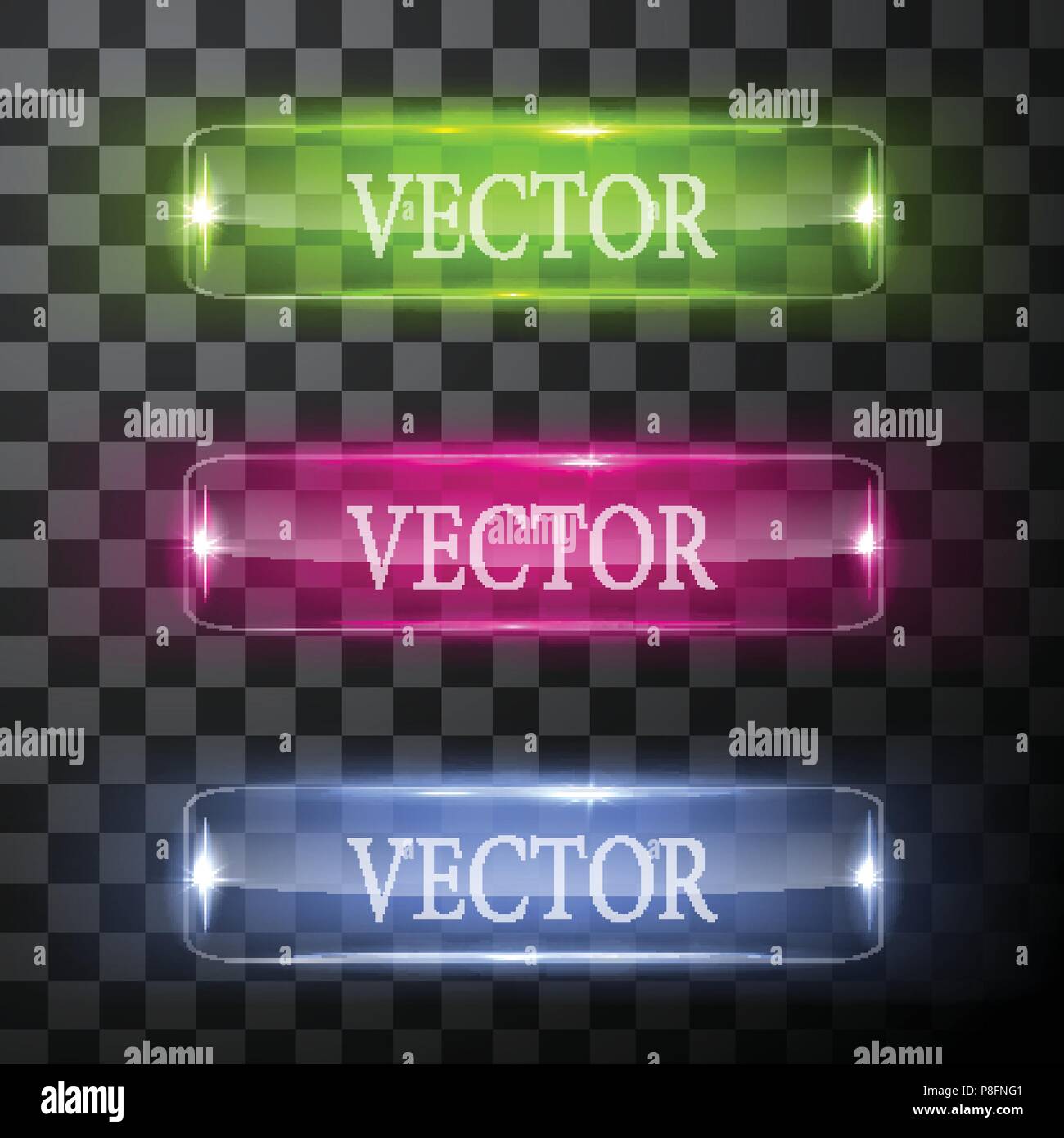 Glass vector button plane. Easy editable background Stock Vector