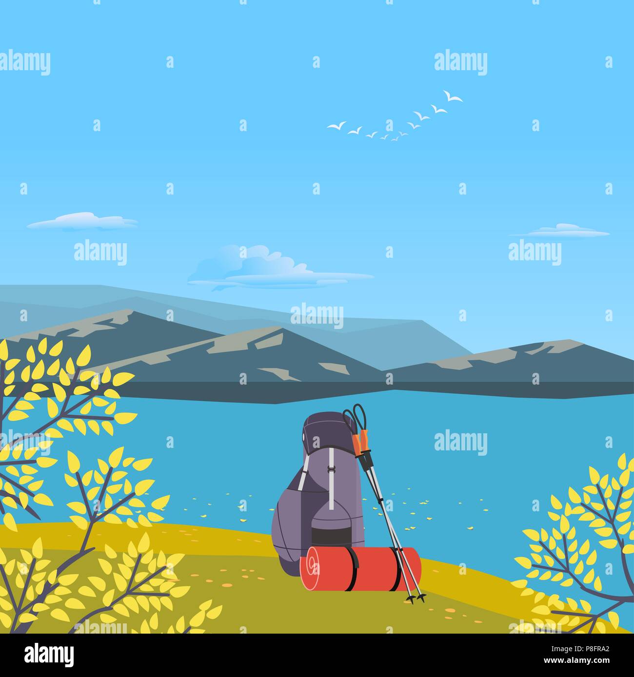 Hiking equipment icon Stock Vector