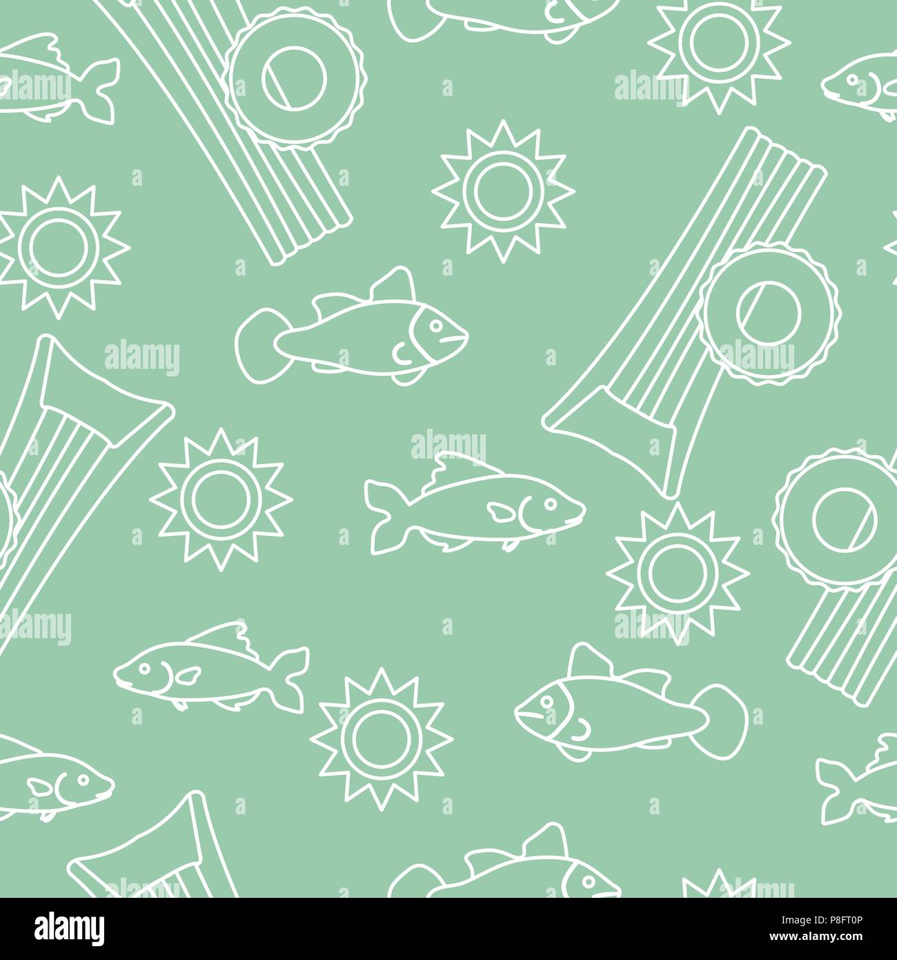 Seamless pattern with inflatable mattress, inflatable circle. Summer leisure. Stock Vector