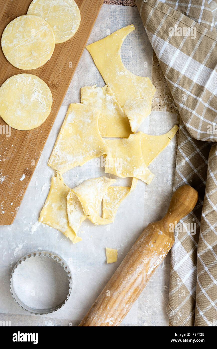 Shortcrust pastry with leftover pieces hires stock photography and