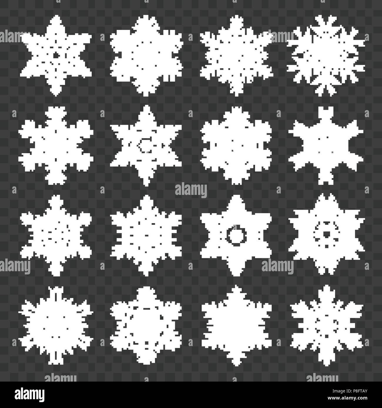 Stock vector illustration snowflakes set isolated on a transparent ...