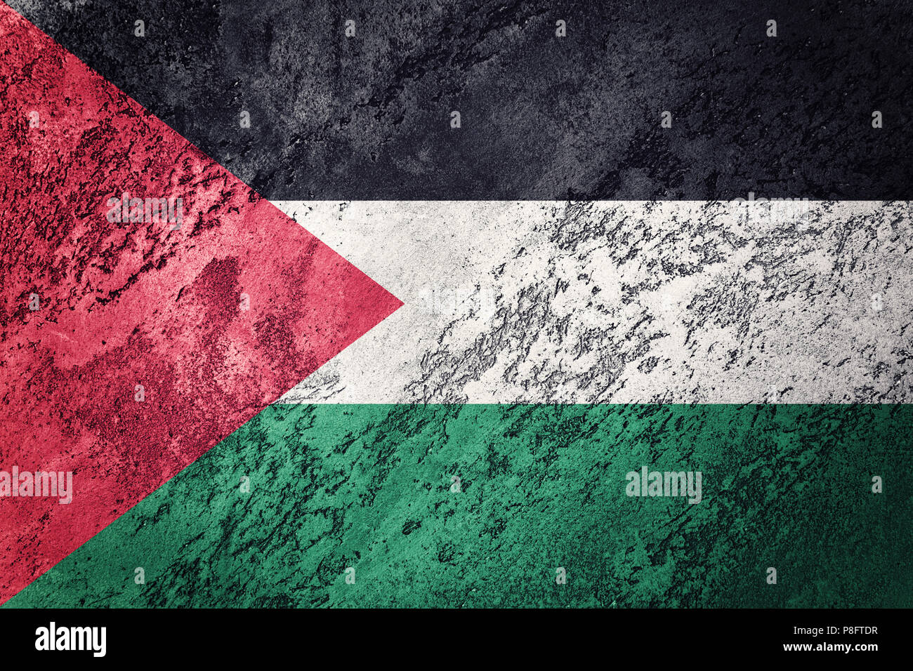 Grunge Palestine Flag. Palestine Flag with grunge texture. Stock Photo