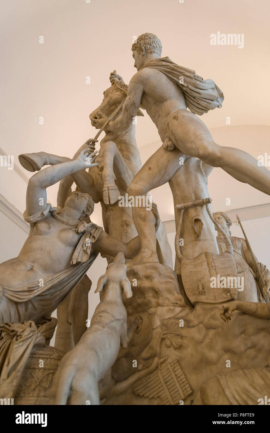 Farnese bull statue, Farnese collection, National Archaeological Museum, Naples, Italy Stock Photo