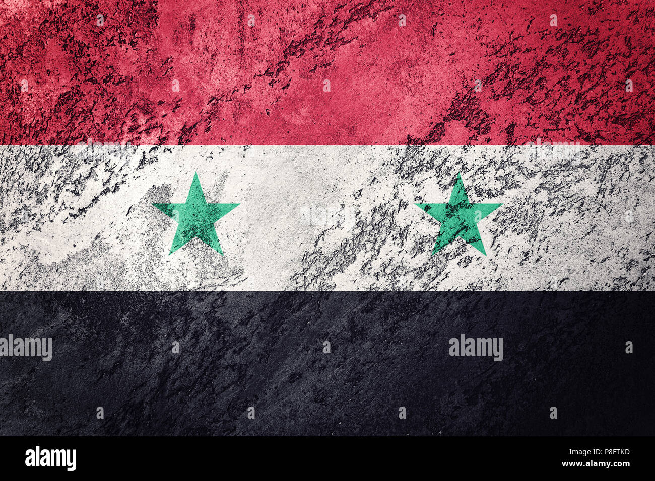 Grunge Syria flag. Syrian flag with grunge texture. Stock Photo