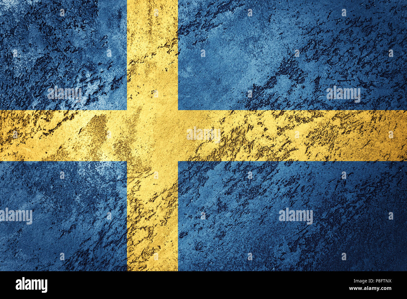 Grunge Sweden flag. Sweden flag with grunge texture. Stock Photo