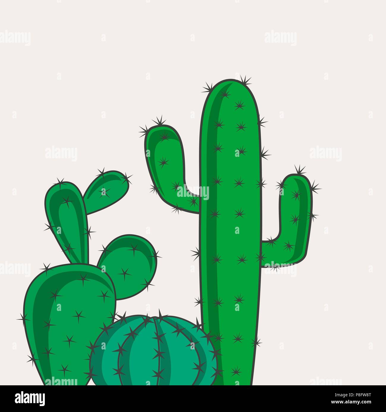Set vector illustration of a cactus in the background, desert plants ...