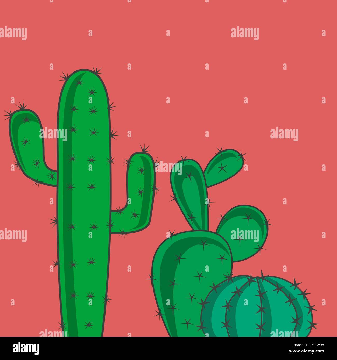 Set vector illustration of a cactus in the background, desert plants ...
