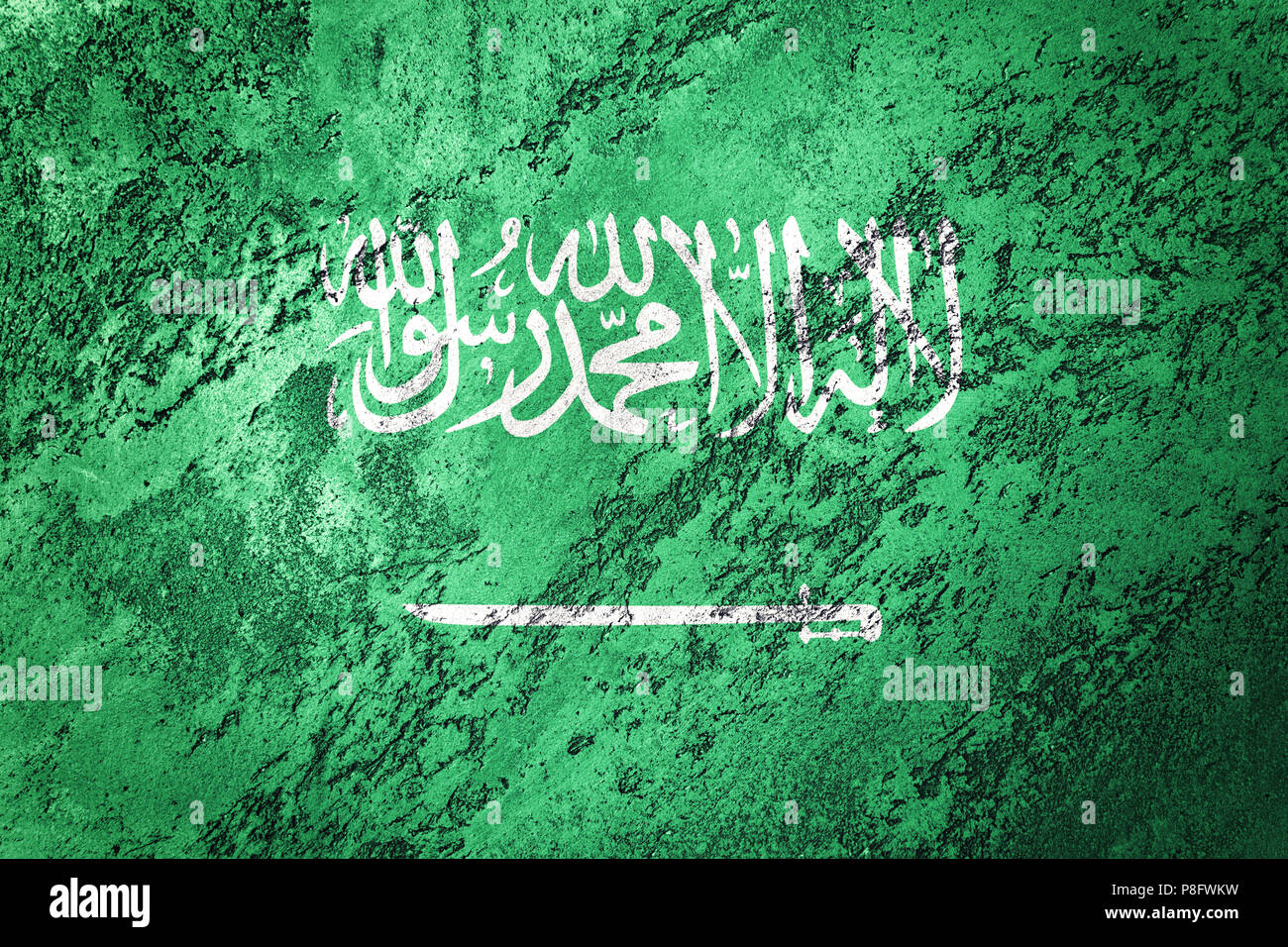 Grunge Saudi Arabia flag. Saudi Arabia flag with grunge texture. Stock Photo